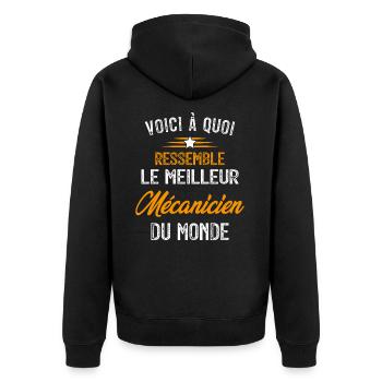 Voici à quoi ressemble le meilleur Mécanicien - Veste à capuche bio Premium Unisexe - noir - Dos - Nico (187cm)