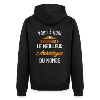Voici à quoi ressemble le meilleur Architecte - Veste à capuche bio Premium Unisexe - noir - Dos - Nico (187cm)