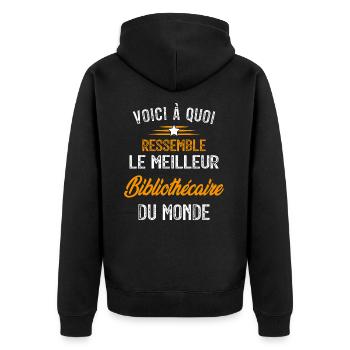 Voici à quoi ressemble le meilleur Bibliothécaire - Veste à capuche bio Premium Unisexe - noir - Dos - Nico (187cm)