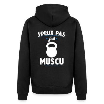 Je Peux Pas J'ai Muscu - Veste à capuche bio Premium Unisexe - noir - Dos - Nico (187cm)