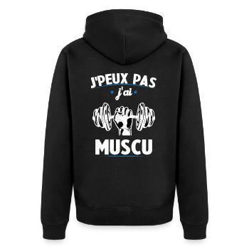 Je Peux Pas J'ai Muscu - Veste à capuche bio Premium Unisexe - noir - Dos - Nico (187cm)