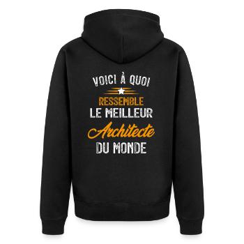 Voici à quoi ressemble le meilleur Architecte - Veste à capuche bio Premium Unisexe - noir - Dos - Nico (187cm)
