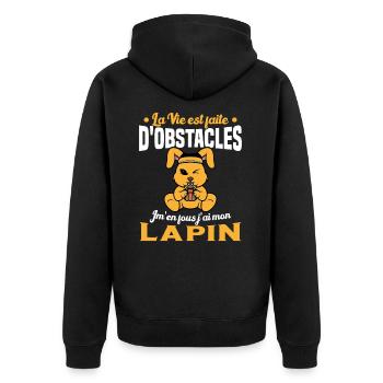 La Vie est faite d'obstacles j'ai mon Lapin Cadeau - Veste à capuche bio Premium Unisexe - noir - Dos - Nico (187cm)