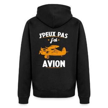 Je peux pas j'ai avion humour aviation Cadeau - Veste à capuche bio Premium Unisexe - noir - Dos - Nico (187cm)