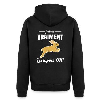 J'aime vraiment les Lapins OK - Veste à capuche bio Premium Unisexe - noir - Dos - Nico (187cm)