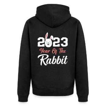 Year of the Rabbit Chinese New Year 2023 - Unisex Premium Organic Zip Hoodie - black - Back - Nico (187cm)