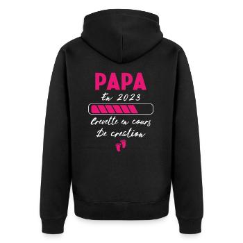 Homme Papa en 2023 Fille Idée Cadeau - Veste à capuche bio Premium Unisexe - noir - Dos - Nico (187cm)