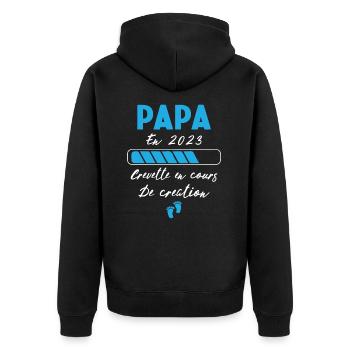 Homme Papa en 2023 Garçon - Veste à capuche bio Premium Unisexe - noir - Dos - Nico (187cm)