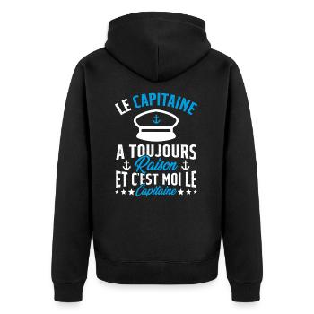 Le Capitaine A Toujours Raison C'est Moi Capitaine - Veste à capuche bio Premium Unisexe - noir - Dos - Nico (187cm)