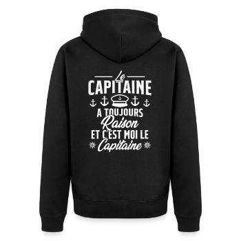 Le Capitaine A Toujours Raison C'est Moi Capitaine - Veste à capuche bio Premium Unisexe - noir - Dos - Nico (187cm)