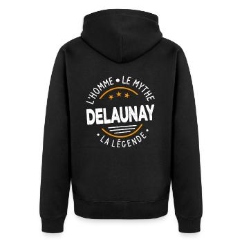 Delaunay L'Homme Le Mythe La Légende - Veste à capuche bio Premium Unisexe - noir - Dos - Nico (187cm)