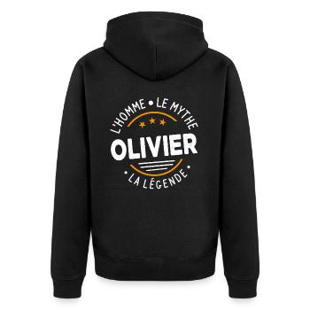 Olivier L'Homme Le Mythe La Légende - Veste à capuche bio Premium Unisexe - noir - Dos - Nico (187cm)