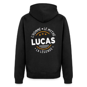 Lucas L'Homme Le Mythe La Légende - Veste à capuche bio Premium Unisexe - noir - Dos - Nico (187cm)