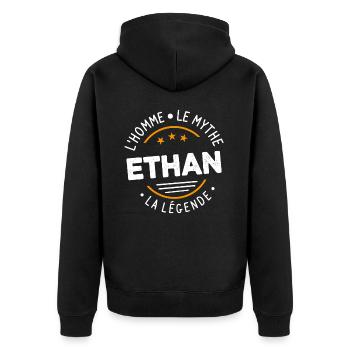 Ethan L'Homme Le Mythe La Légende - Veste à capuche bio Premium Unisexe - noir - Dos - Nico (187cm)