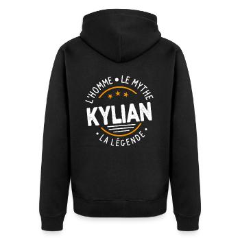 kylian L'Homme Le Mythe La Légende - Veste à capuche bio Premium Unisexe - noir - Dos - Nico (187cm)