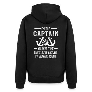 Le Capitaine A Toujours Raison C'est Moi Capitaine - Veste à capuche bio Premium Unisexe - noir - Dos - Nico (187cm)