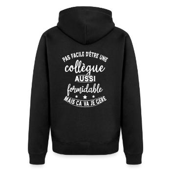 Collègue Formidable / humour femme collègue - Veste à capuche bio Premium Unisexe - noir - Dos - Nico (187cm)