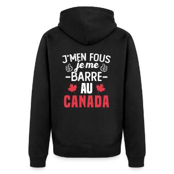 J'men fous je me barre au canada - Veste à capuche bio Premium Unisexe - noir - Dos - Nico (187cm)
