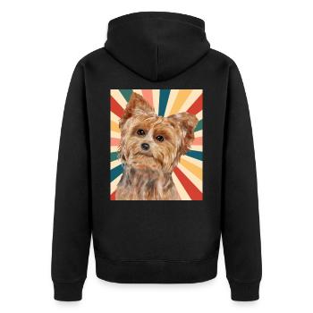 Mignon Yorkshire Terrier Race de chien 80s 90s Rétro - Veste à capuche bio Premium Unisexe - noir - Dos - Nico (187cm)