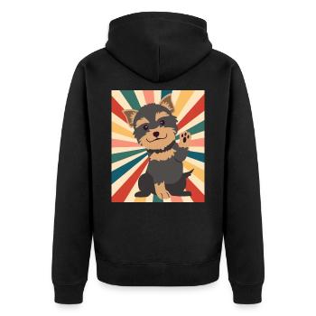 Mignon Yorkshire Terrier Race de chien 80s 90s Rétro - Veste à capuche bio Premium Unisexe - noir - Dos - Nico (187cm)