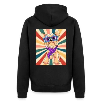 Mignon Yorkshire Terrier Race de chien 80s 90s Rétro - Veste à capuche bio Premium Unisexe - noir - Dos - Nico (187cm)