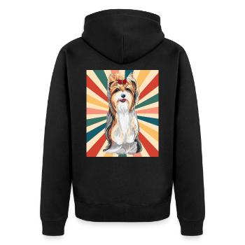 Mignon Yorkshire Terrier Race de chien 80s 90s Rétro - Veste à capuche bio Premium Unisexe - noir - Dos - Nico (187cm)