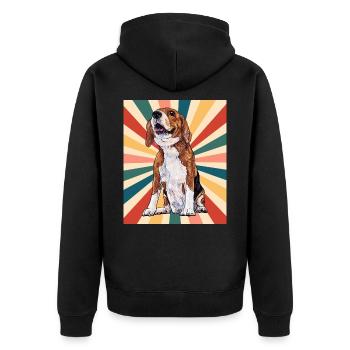 Mignon Beagle Dog Breed 80s 90s Retro Style Vintage - Veste à capuche bio Premium Unisexe - noir - Dos - Nico (187cm)