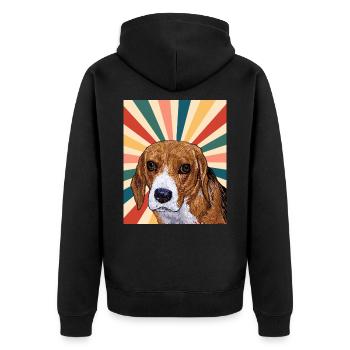 Mignon Beagle Dog Breed 80s 90s Retro Style Vintage - Veste à capuche bio Premium Unisexe - noir - Dos - Nico (187cm)
