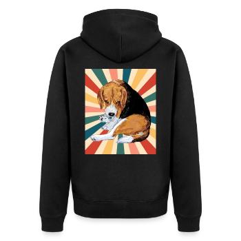 Mignon Beagle Dog Breed 80s 90s Retro Style Vintage - Veste à capuche bio Premium Unisexe - noir - Dos - Nico (187cm)