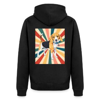 Mignon Beagle Dog Breed 80s 90s Retro Style Vintage - Veste à capuche bio Premium Unisexe - noir - Dos - Nico (187cm)