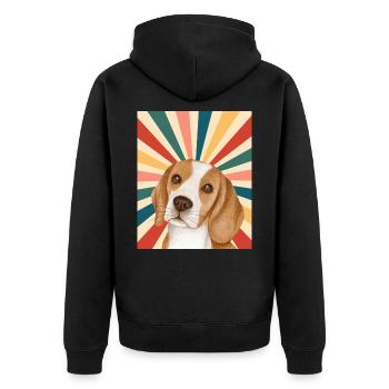 Mignon Beagle Dog Breed 80s 90s Retro Style Vintage - Veste à capuche bio Premium Unisexe - noir - Dos - Nico (187cm)