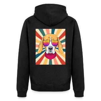 Mignon Beagle Dog Breed 80s 90s Retro Style Vintage - Veste à capuche bio Premium Unisexe - noir - Dos - Nico (187cm)