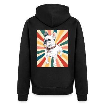 Mignon Français Bulldog Dog Race 80s 90s Style Rétro - Veste à capuche bio Premium Unisexe - noir - Dos - Nico (187cm)