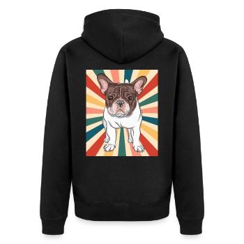 Mignon Français Bulldog Dog Race 80s 90s Style Rétro - Veste à capuche bio Premium Unisexe - noir - Dos - Nico (187cm)