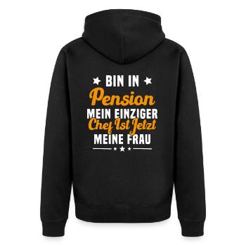 Cadeau retraité Mon seul patron c'est ma femme - Veste à capuche bio Premium Unisexe - noir - Dos - Nico (187cm)