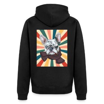 Mignon Français Bulldog Dog Race 80s 90s Style Rétro - Veste à capuche bio Premium Unisexe - noir - Dos - Nico (187cm)
