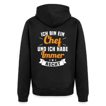 LE CHEF A TOUJOURS RAISON - Veste à capuche bio Premium Unisexe - noir - Dos - Nico (187cm)