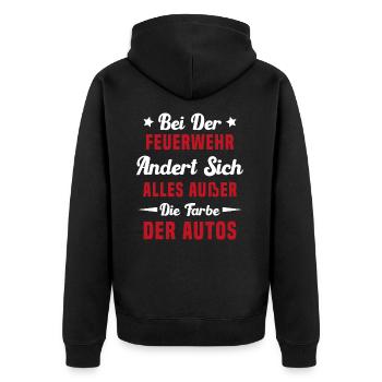 Voitures Rouges Pompiers Par Passion - Veste à capuche bio Premium Unisexe - noir - Dos - Nico (187cm)