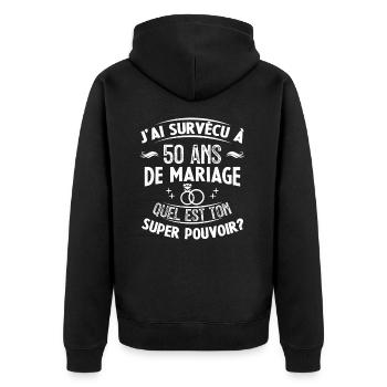 50 Ans De Mariage humoristique mariage - Veste à capuche bio Premium Unisexe - noir - Dos - Nico (187cm)