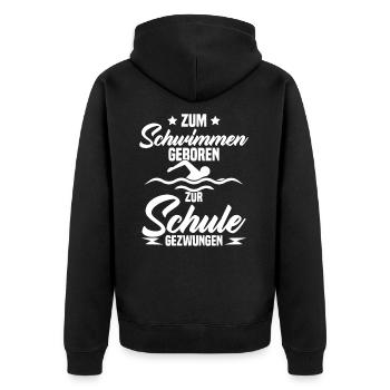 Né pour nager Forcé d'aller à l'école - Veste à capuche bio Premium Unisexe - noir - Dos - Nico (187cm)