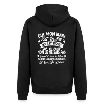 Oui, Mon Mari Est Routier Femme Humour Camionneur - Veste à capuche bio Premium Unisexe - noir - Dos - Nico (187cm)