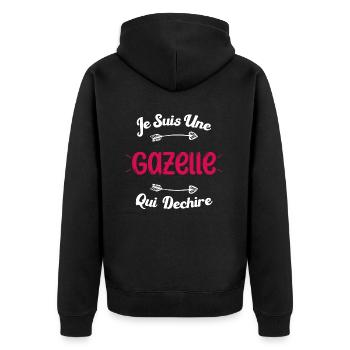 Je suis une Gazelle qui déchire HUmour Cadeau - Veste à capuche bio Premium Unisexe - noir - Dos - Nico (187cm)