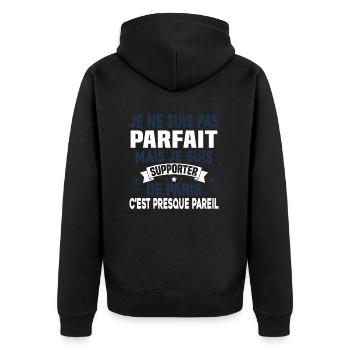 Pas parfait mais je suis supporter de Paris - Veste à capuche bio Premium Unisexe - noir - Dos - Nico (187cm)