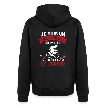 Je suis un Mec Simple j'aime Le Vélo Et L'apéro - Veste à capuche bio Premium Unisexe - noir - Dos - Nico (187cm)