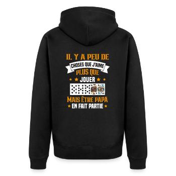 J'aime plus que jouer mais être papa idée cadeau - Veste à capuche bio Premium Unisexe - noir - Dos - Nico (187cm)