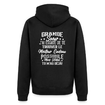 Meilleure Grande Soeur du monde idée cadeau - Veste à capuche bio Premium Unisexe - noir - Dos - Nico (187cm)