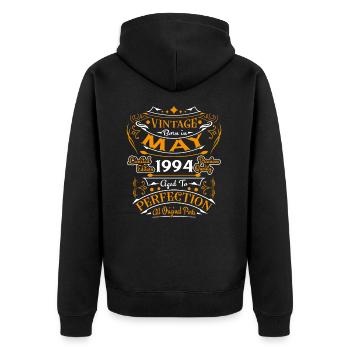 May 1994 Vintage Born in May 1994 Anniversary - Unisex Premium Organic Zip Hoodie - black - Back - Nico (187cm)