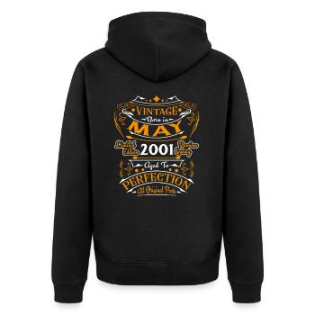 Mai 2001 Vintage Nées En Mai 2001 Anniversaire - Veste à capuche bio Premium Unisexe - noir - Dos - Nico (187cm)