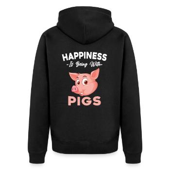 Le bonheur c'est d'être avec des cochons Cadeau - Veste à capuche bio Premium Unisexe - noir - Dos - Nico (187cm)