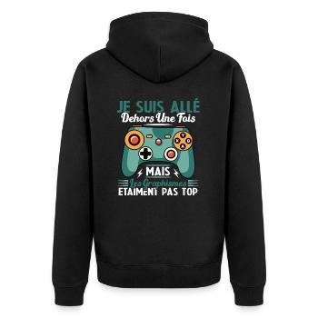 Cadeau Humour Console Graphisme Jeux Vidéo - Veste à capuche bio Premium Unisexe - noir - Dos - Nico (187cm)